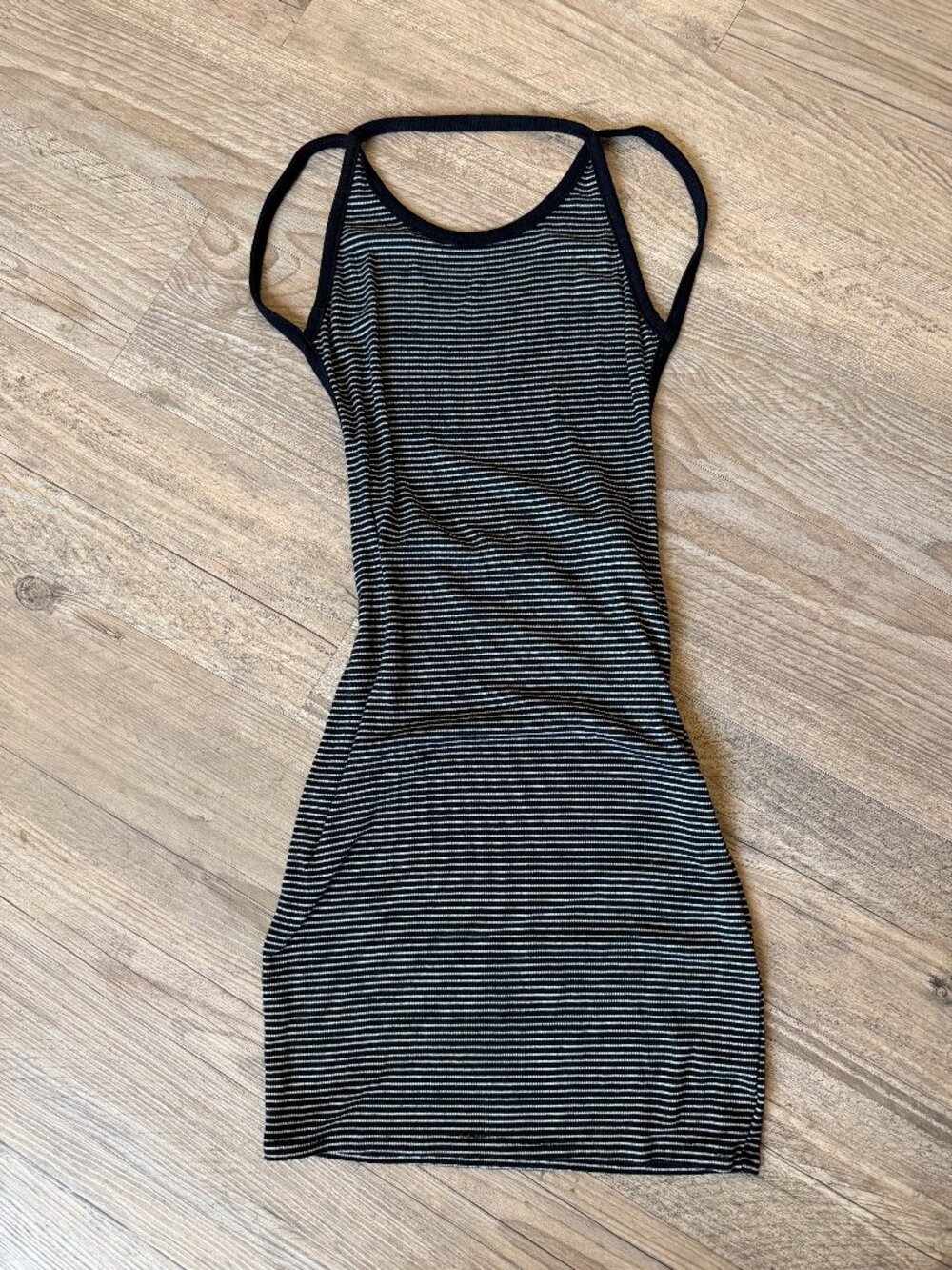 Charlotte Russe Striped Backless Bodycon Mini Dress Size S Ribbed Halter Low Bac
